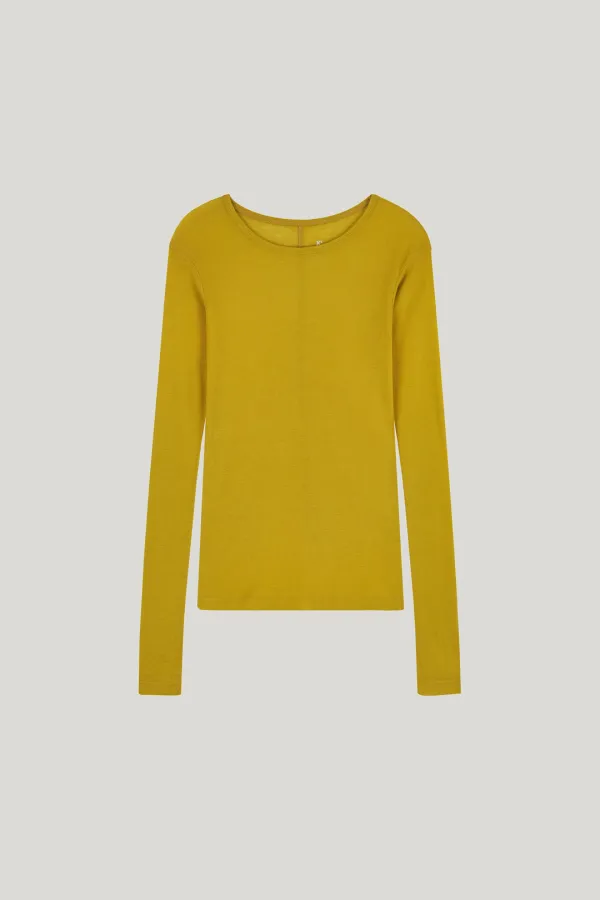 basic wool tencel t-shirt_mustard