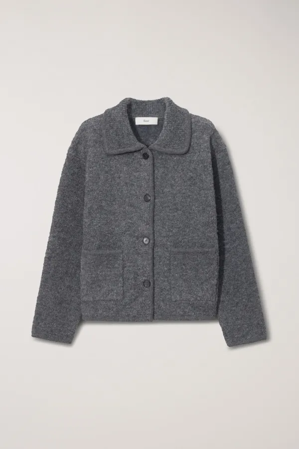UNISEX COLLARED KNIT JACKET MELANGE GREY