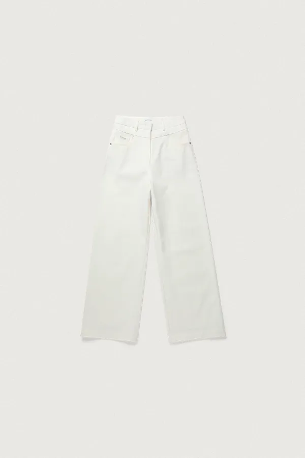 INTO SLIM WIDE PANTS [IVORY]