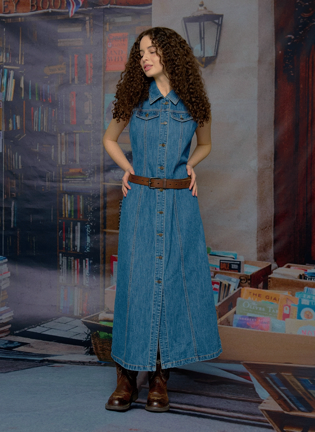 루루서울 Classic Denim Sleeveless Dress (Blue) 상품 이미지 2