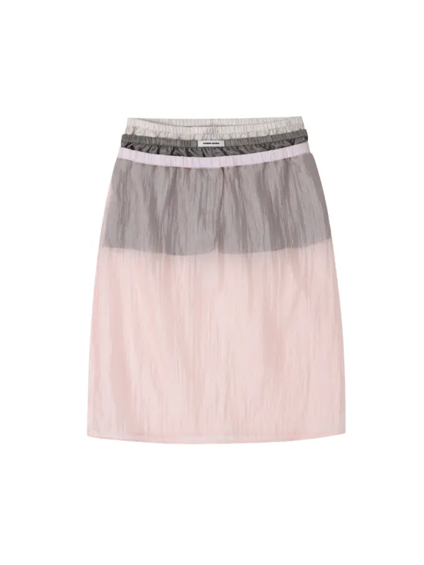 SHEER LAYERED SKIRT PANTS_PINK
