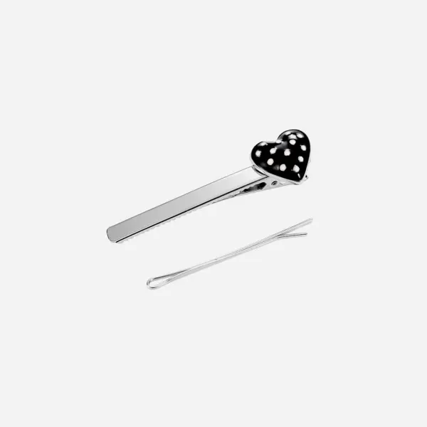 dot heart hairpin-black