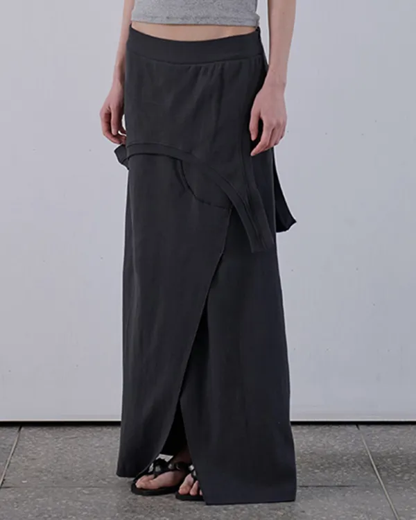 FLIP MAXI JERSEY SKIRT - CHARCOAL