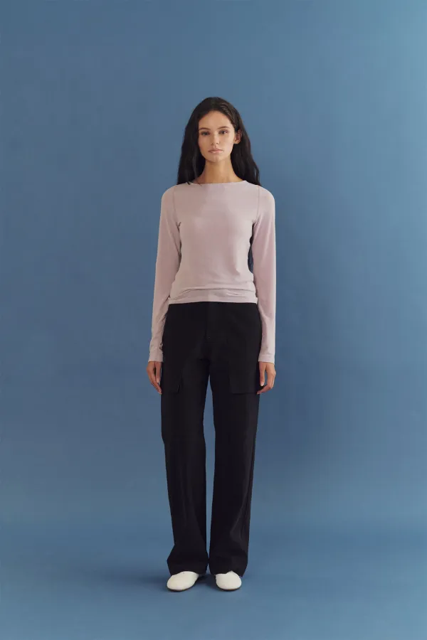 Flat stitch tencel tee (pink)