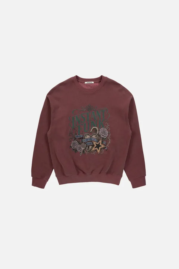 WASHED OVERSIZED SWEATSHIRT - BURGANDY