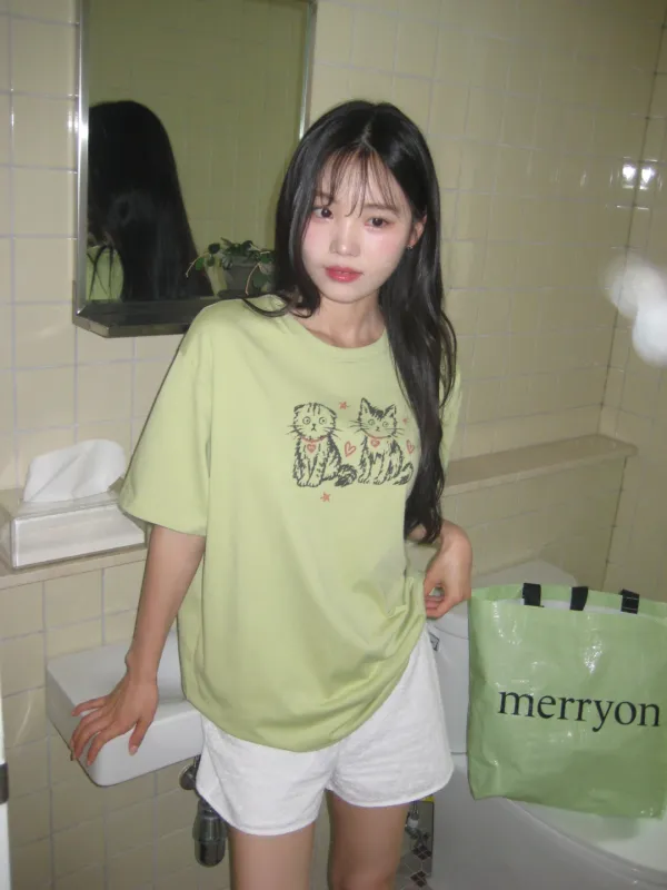 메이트 티셔츠[LIGHT GREEN]*오늘 출발