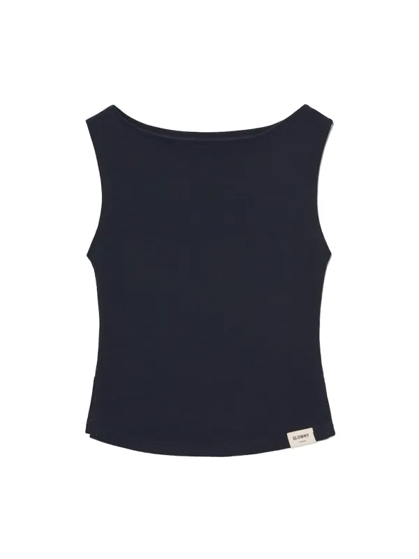 G SLIT SLEEVELESS TOP (NAVY)