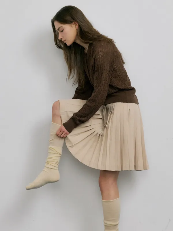ONE BY ONE PLEATS SKIRTS_2COLOR
