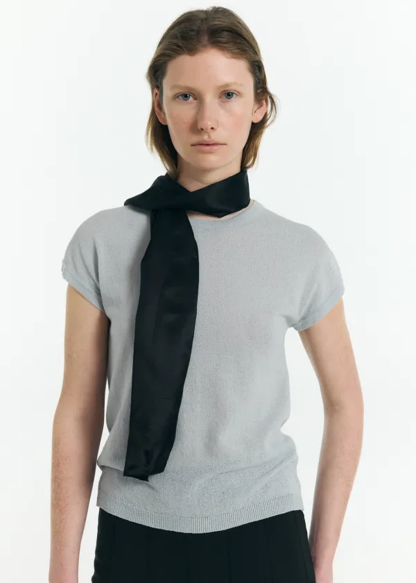 Boucle Cap-Sleeve Knit in Pale Blue