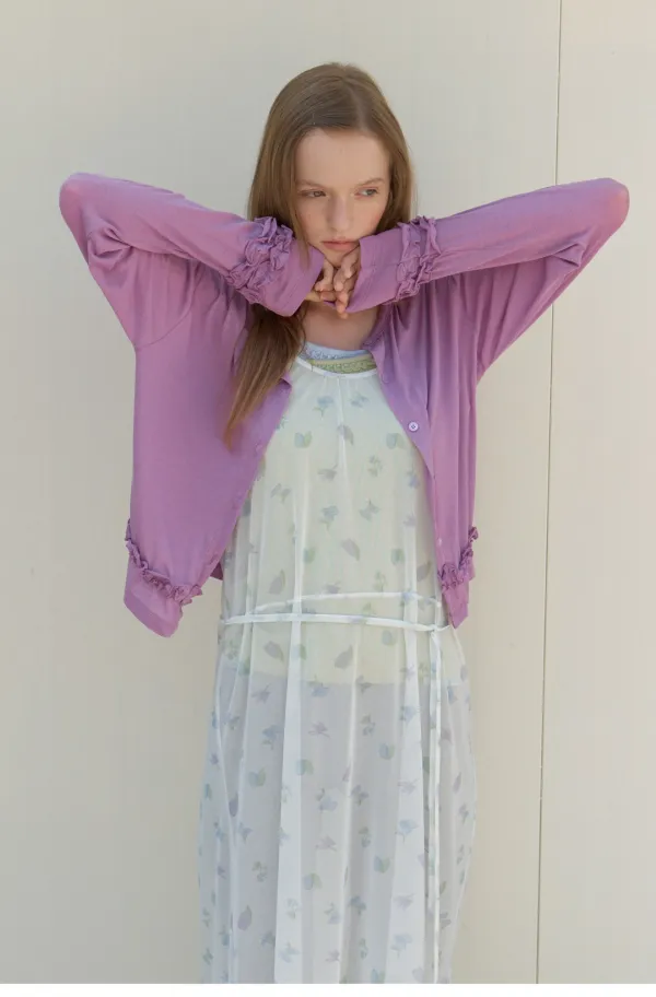 Ruffle Cardigan Purple