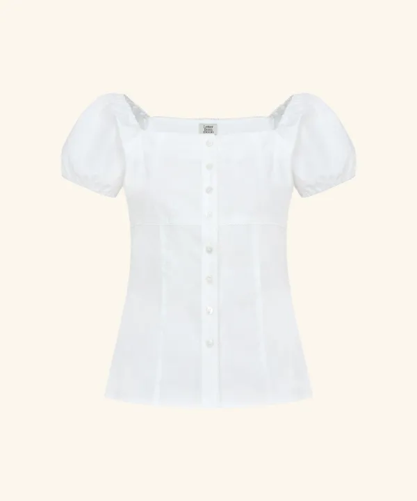 Rosie Lace Puff Blouse ( White )