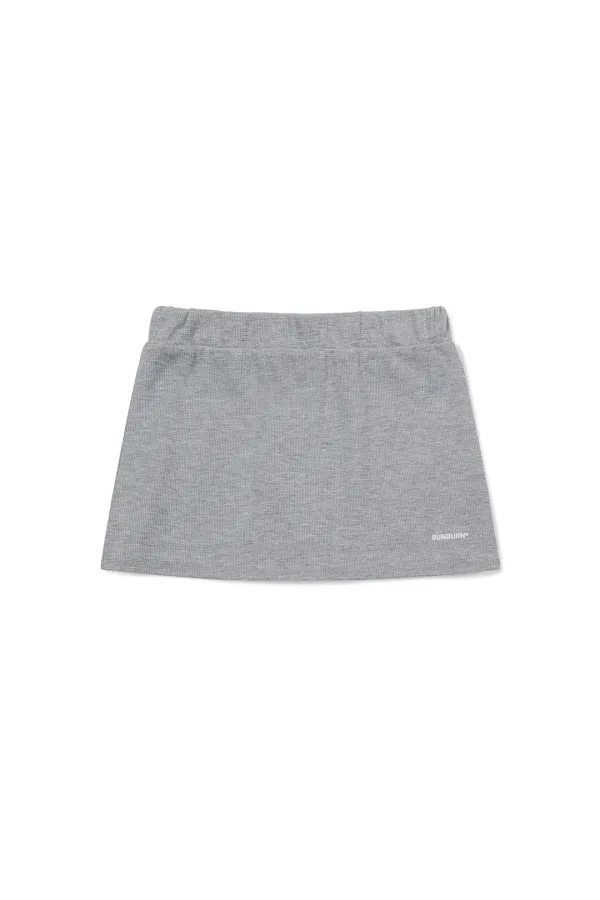 WAFFLE BASIC MINI SKIRT, MELANGE GRAY