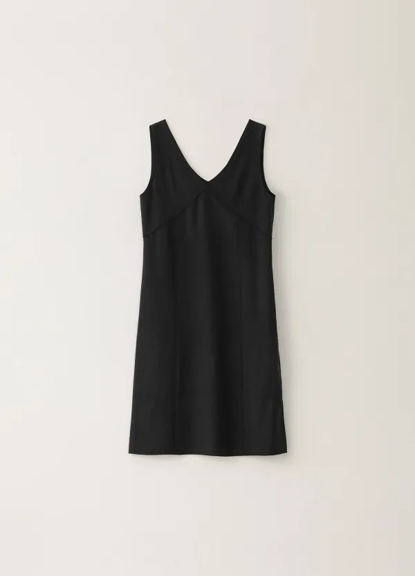 Tencel V-neck Dress - Black