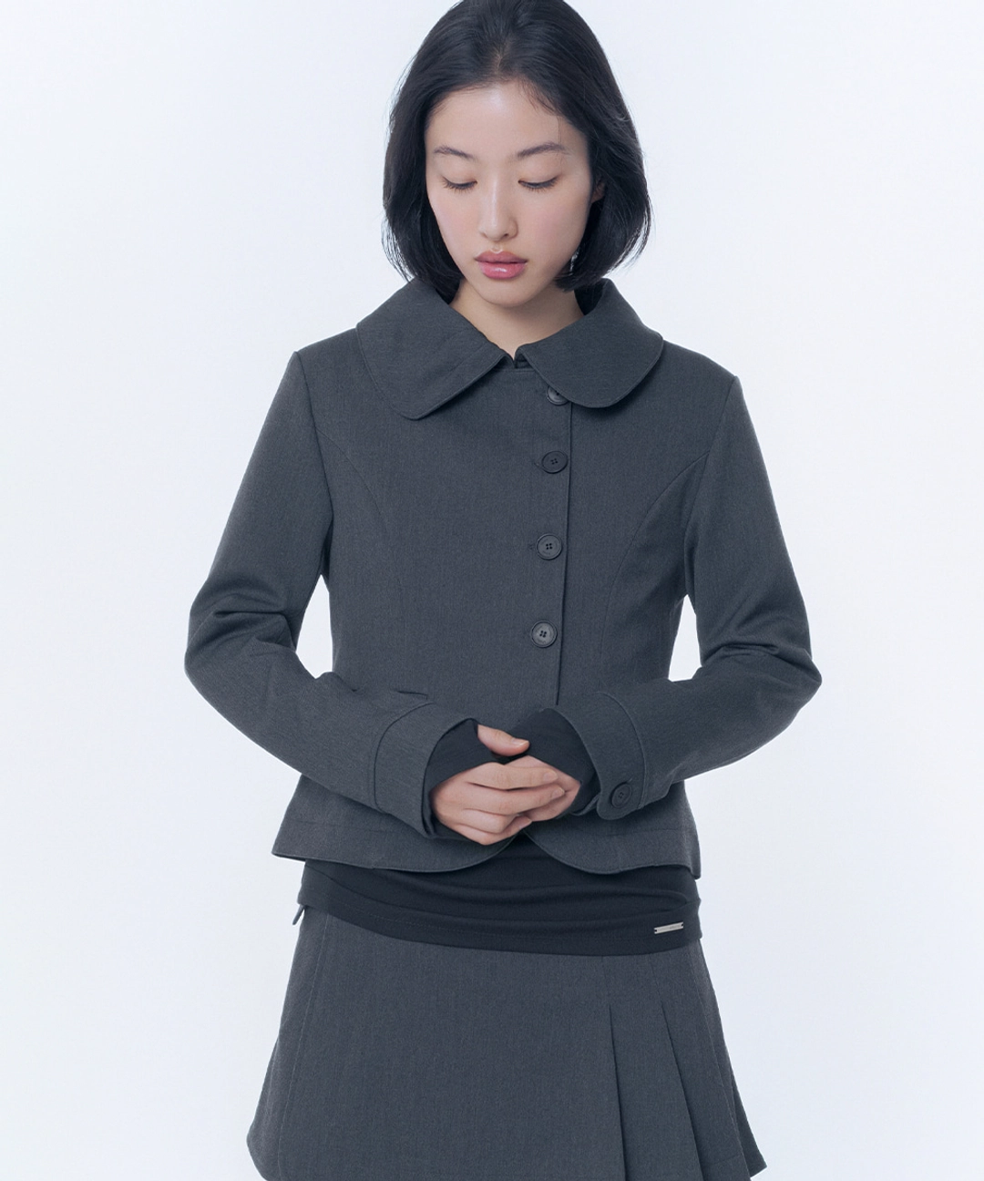 미세키서울 Omoi round collar blazer CHARCOAL 상품 이미지 2