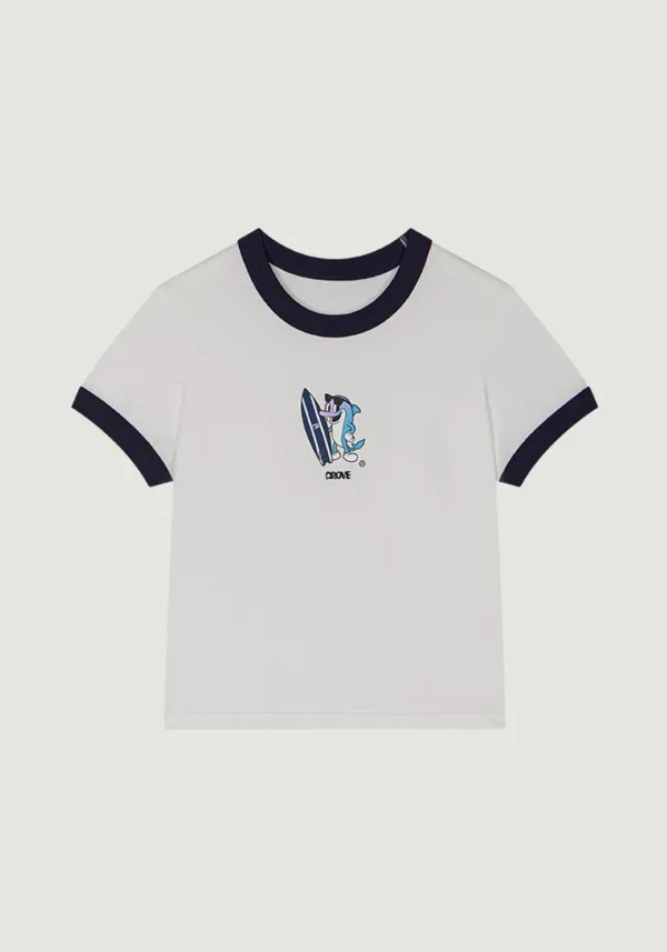 HULA DOLPHIN RINGER T-SHIRT