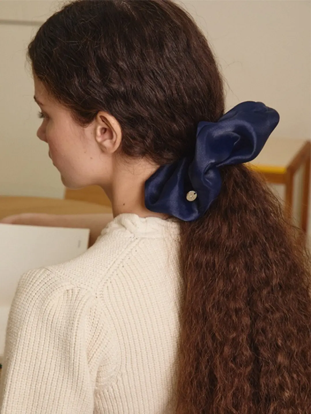 오브히 오간자 스크런치 Organza Scruchie_Navy 상품 이미지 1