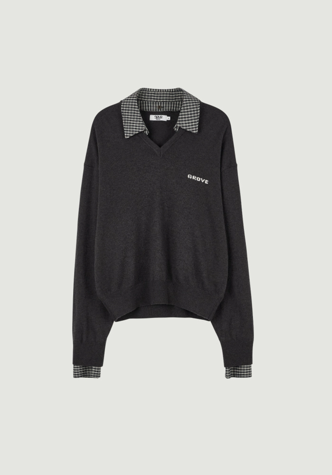 그로브 26FW EVIE CHECK COLLAR KNIT 상품 이미지 1