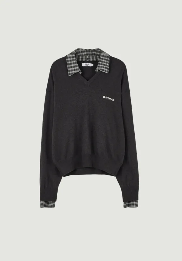 26FW EVIE CHECK COLLAR KNIT