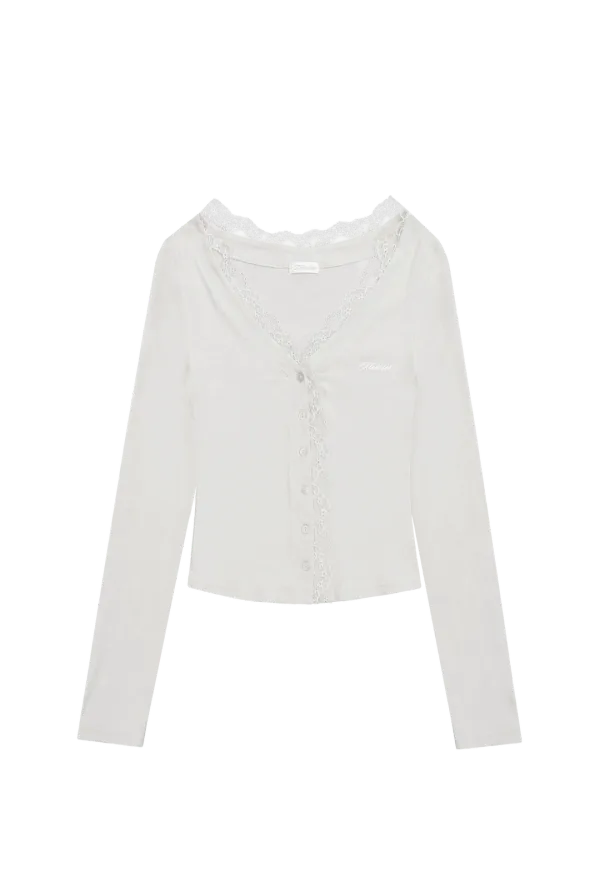 Cream donuts sheer cardigan, Mint Gray