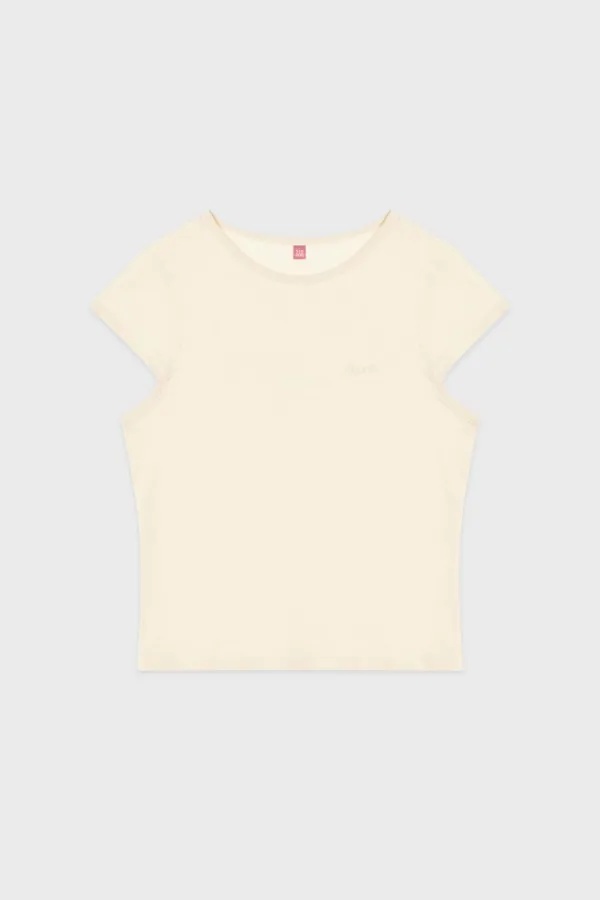 Logo Cap Sleeve T-shirt (Light Beige)