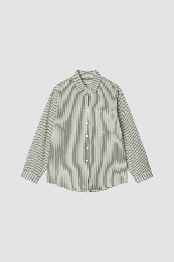 Roman Olive Stripe Shirt (Italian Fabric)
