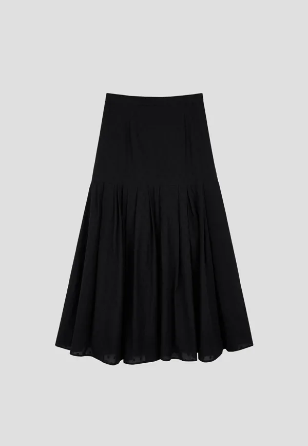 [M-size 6월 5일 순차배송]Embroidery flare skirt Black