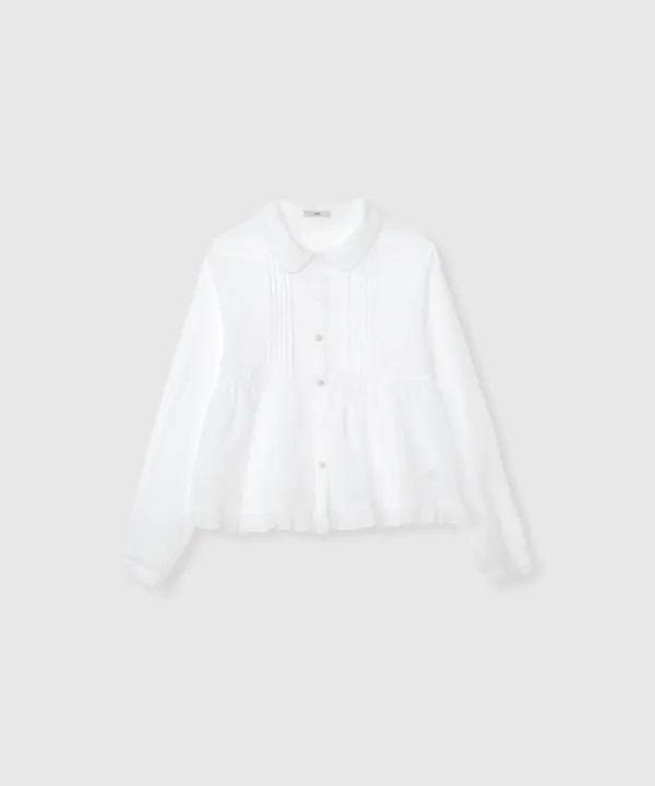 Sheer frill blouse (White)