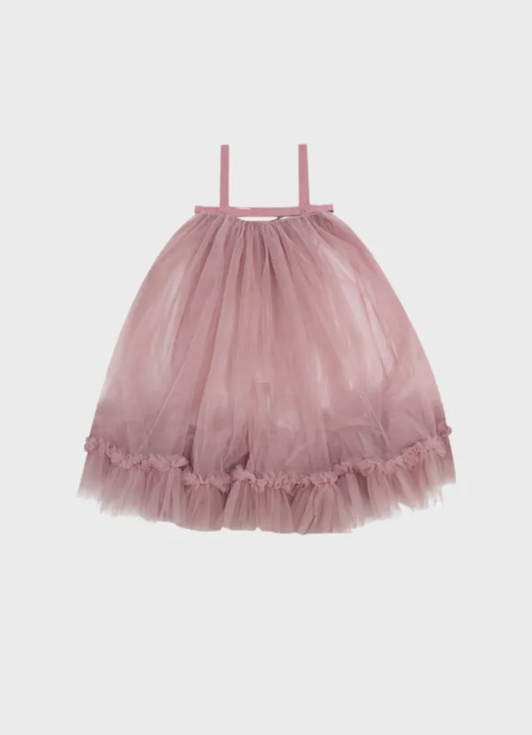 harness tulle long dress in pink