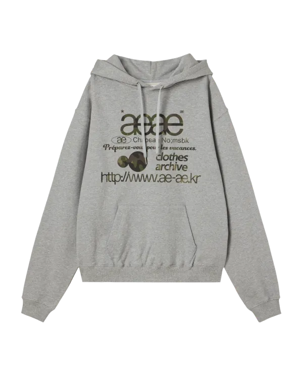 WEB LOGO LOOSED HOODIE [MELANGE GREY/CAMO]