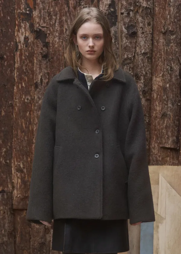 Olssen double breasted coat (dark brown)