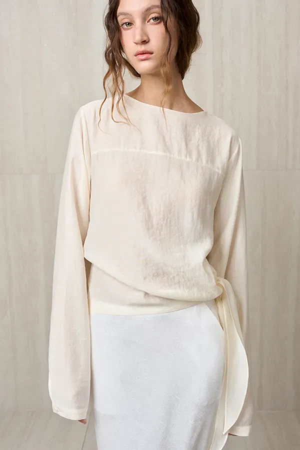 SIDE TIE BLOUSE PEARL