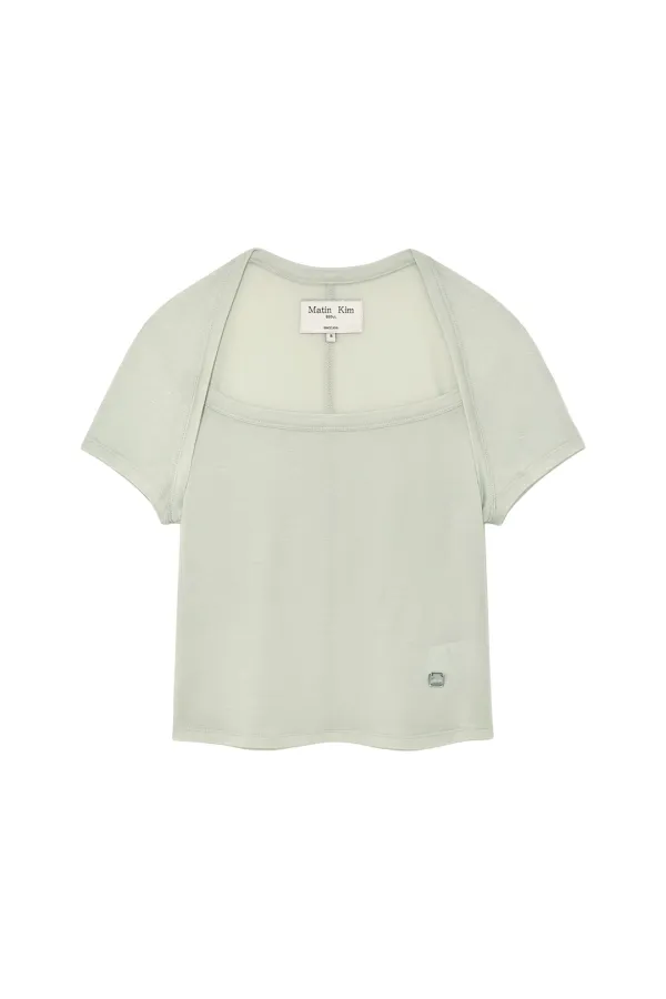 RAGLAN BOLERO SLIM TOP IN LIGHT GREEN