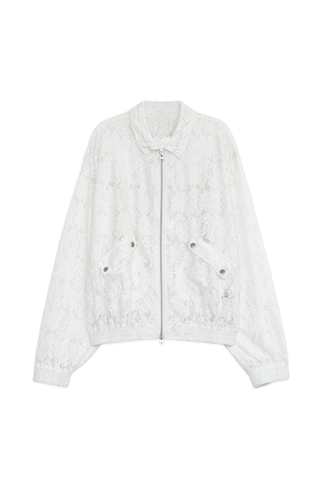 썬번프로젝트 LACE BOMBER SHIRRING JACKET, WHITE 상품 이미지 1
