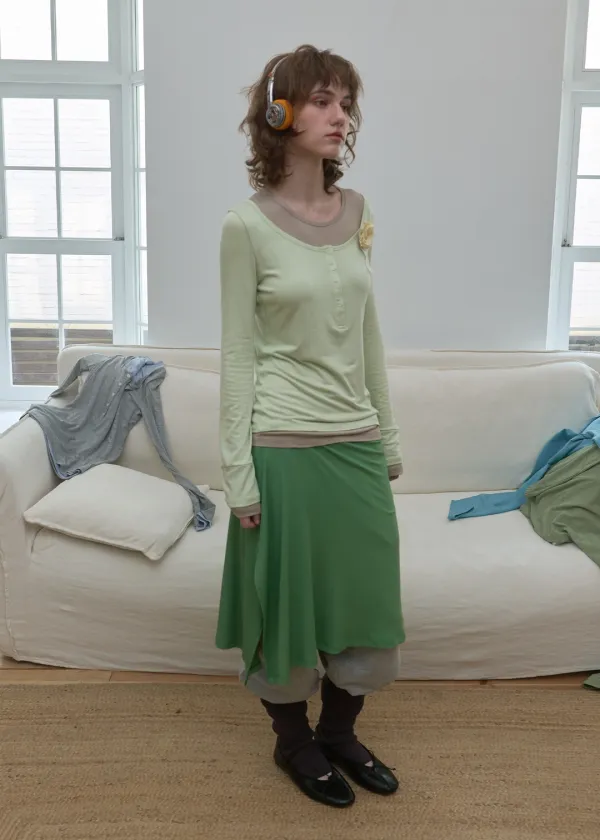 Ribbed Layered Midi Skirt_4Color