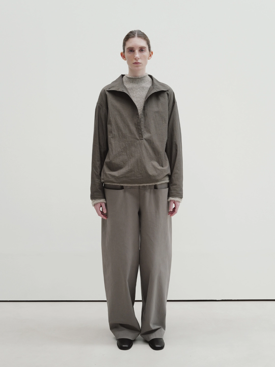 모이아 half placket shirt (ash gray) 상품 이미지 1