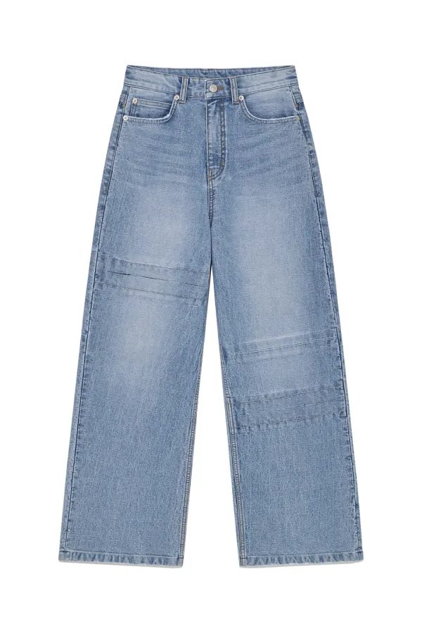 UNBALANCE CUT POINT DENIM PANTS IN BLUE