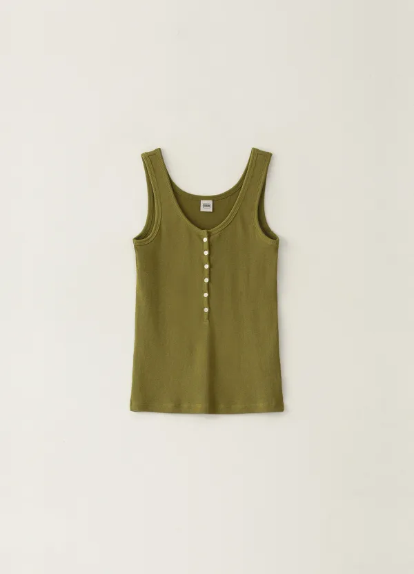 2ND / Button Ribbed Sleeveless - Olive