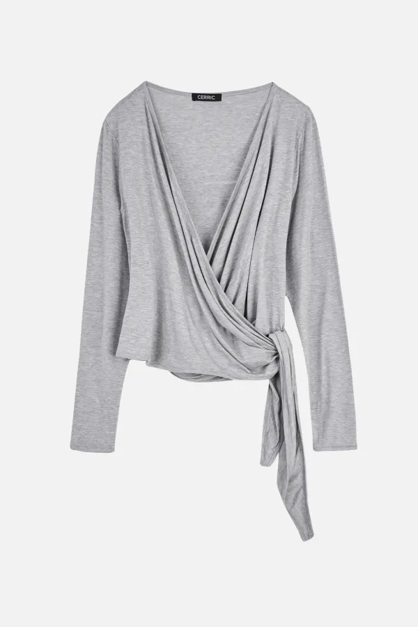 Drape Wrap Cardigan _ Gray