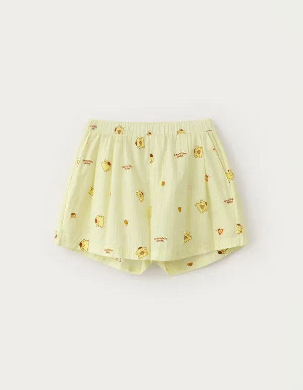 Pompompurin Stripe Pajama Shorts - Butter