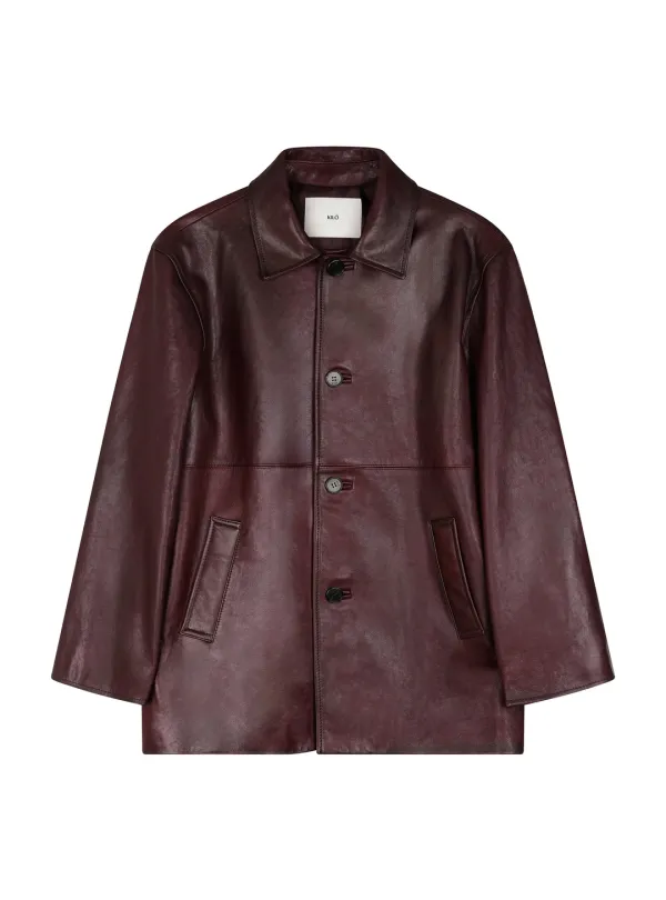 [EXCLUSIVE] BRUSHED HALF LEATHER JACKET (BURGUNDY)
