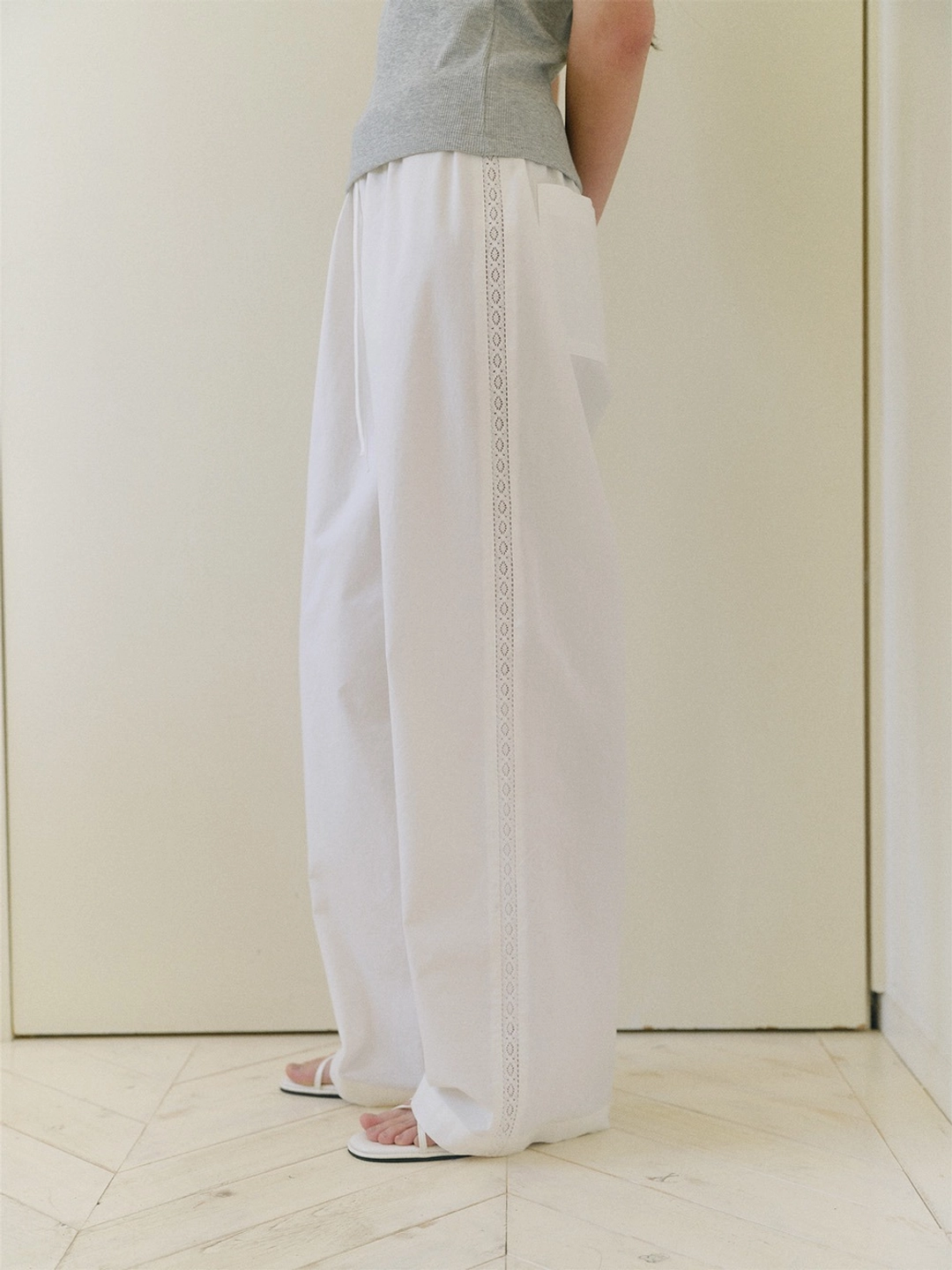 베이오드 Lace Embroidery long pants_white 상품 이미지 2