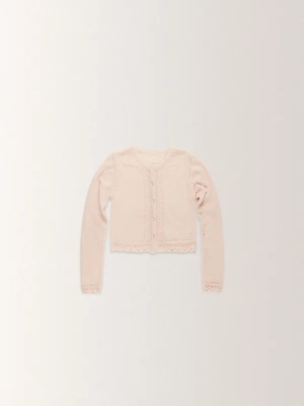 FRILL CROCHET LAYERED CARDIGAN [ PINK ]