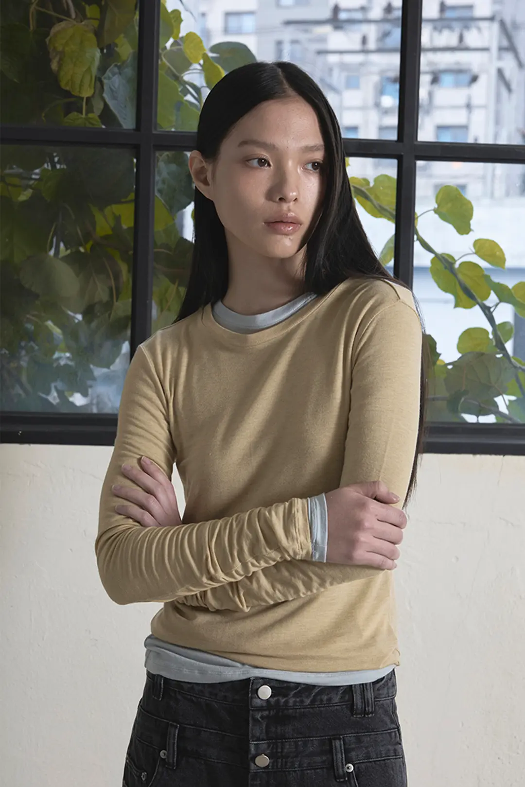 오데스 FRENCH WOOL TENCEL TEE - CUSTARD 상품 이미지 2