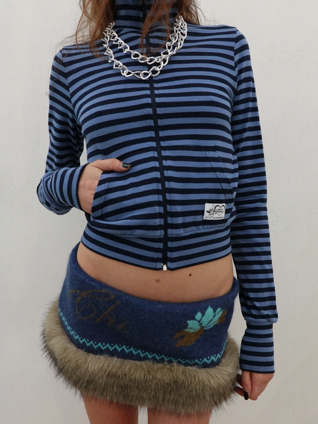 스컬프터 Classic Striped Jersey Zip-Up Blue 상품 이미지 1