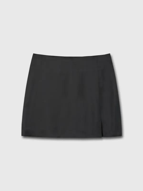 SATIN LOW-WAIST MINISKIRT_ BLACK
