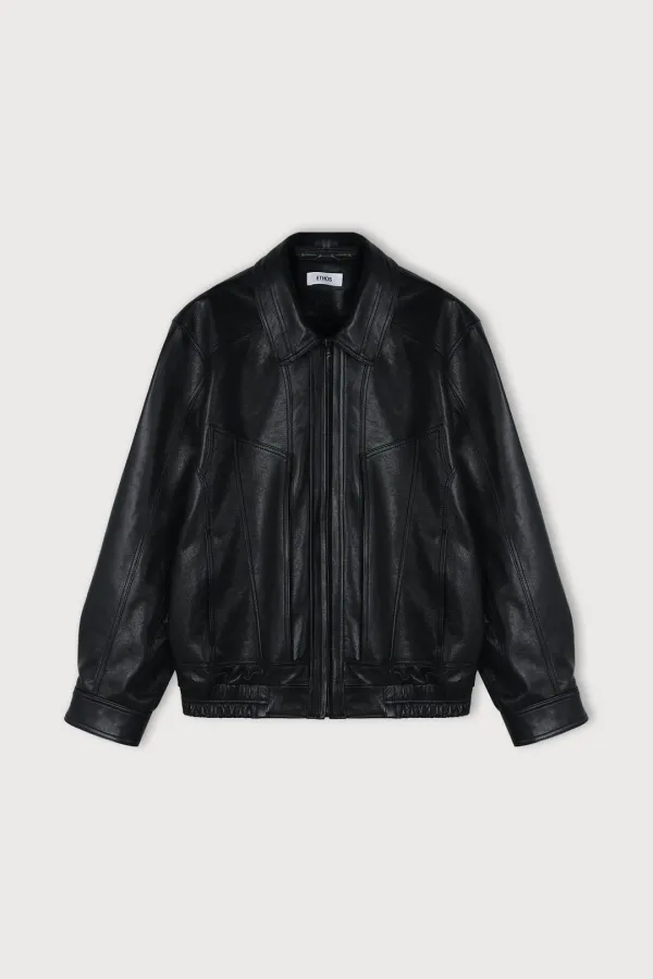 BASKET LEATHER JACKET (BLACK)