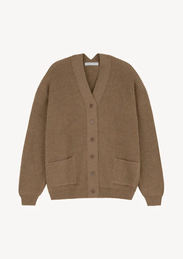 Pauline Ribbed Cardigan in Camel