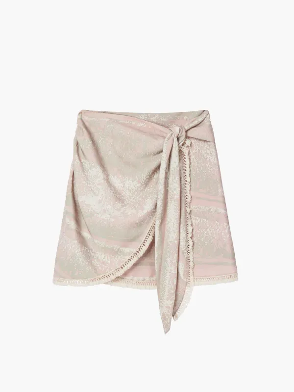 Printed Wrap Mini Skirt, Light Pink