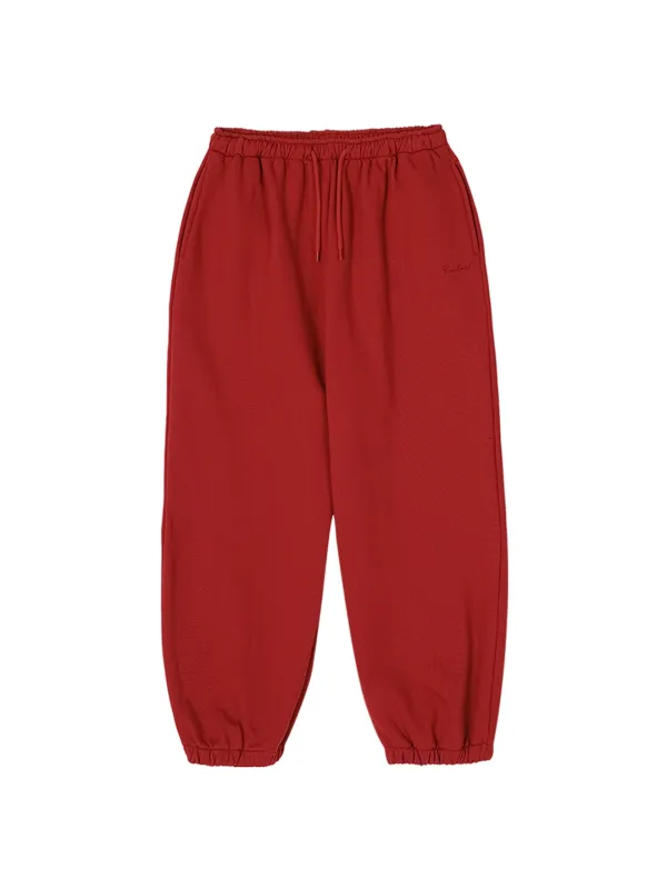 EMBROIDERED BRUSHED JOGGER SWEATPANTS_RED