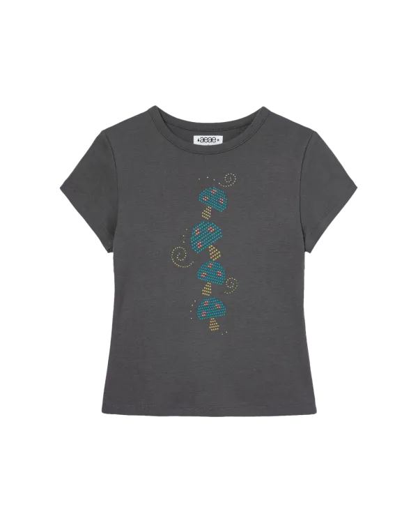 MUSHROOM HOTFIX TEE [CHARCOAL]